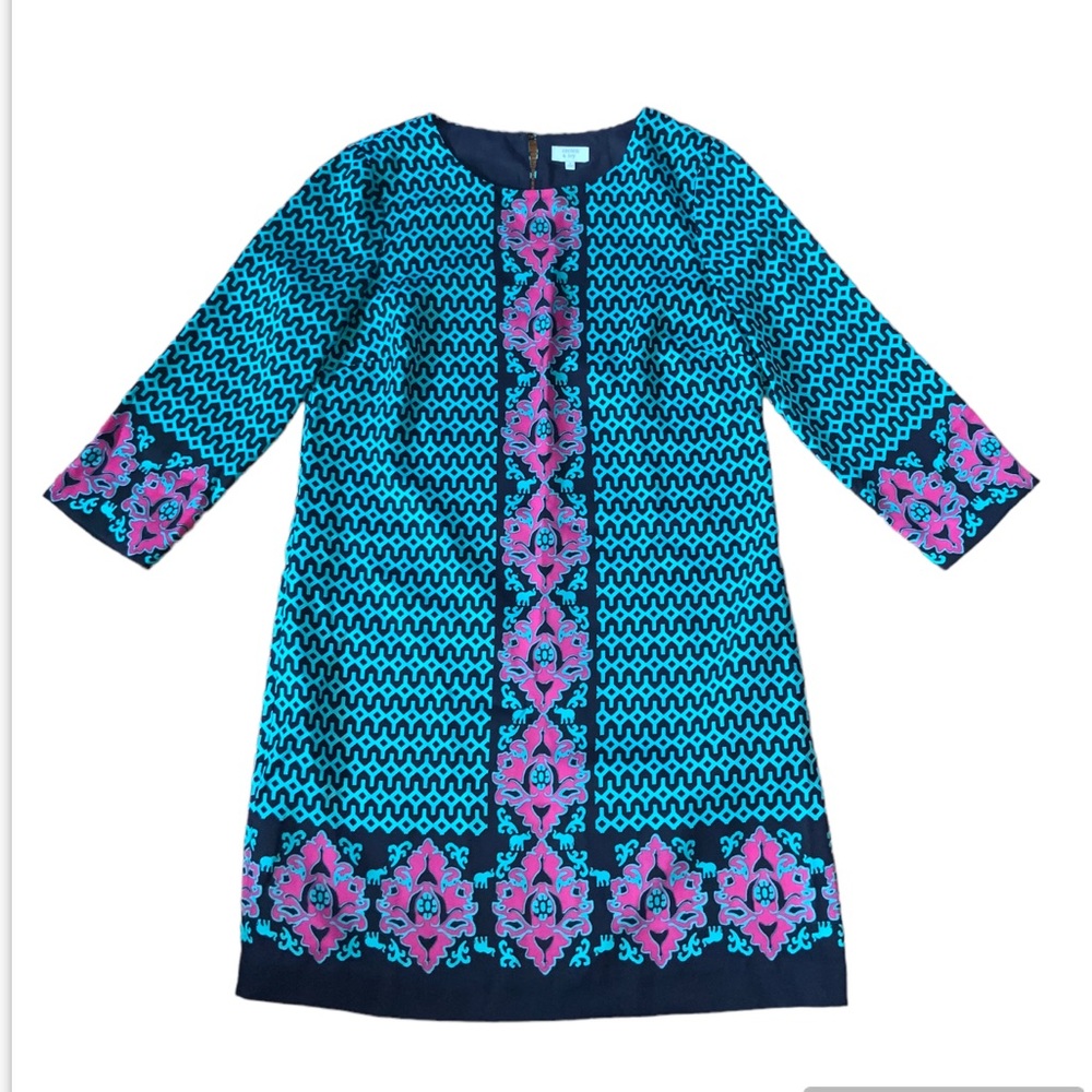 crown & ivy Turquoise and Pink Patterned Shift Dress